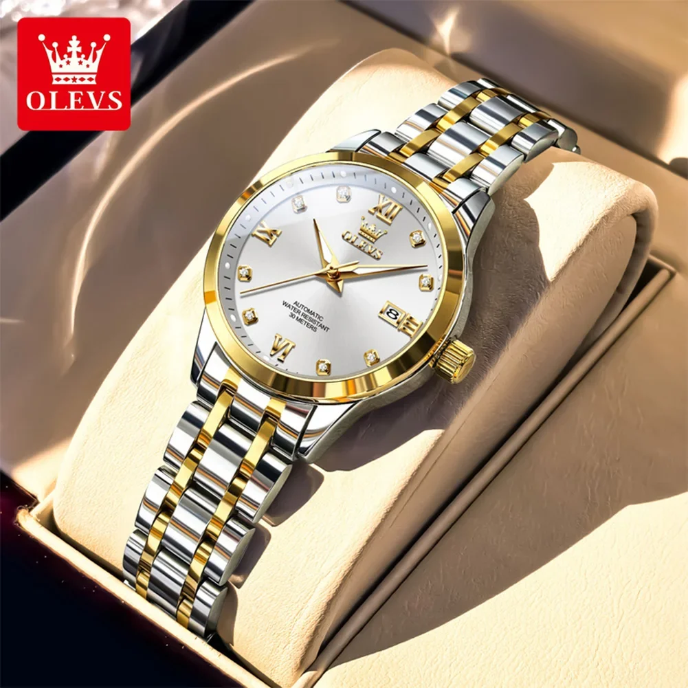 OLEVS 9946 Women Watch Auto Date Stainless steel Waterproof Luminous Automatic Mechanical Watch
