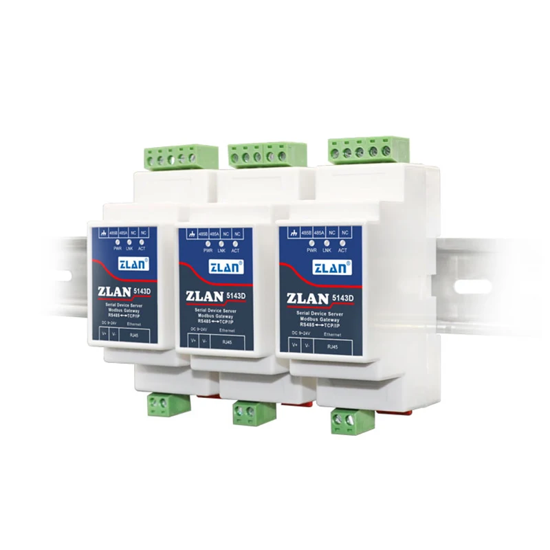 

ZLAN5143D DIN-рейка RS485 к Ethernet RJ45 конвертер серверное устройство Modbus RTU TCP шлюз