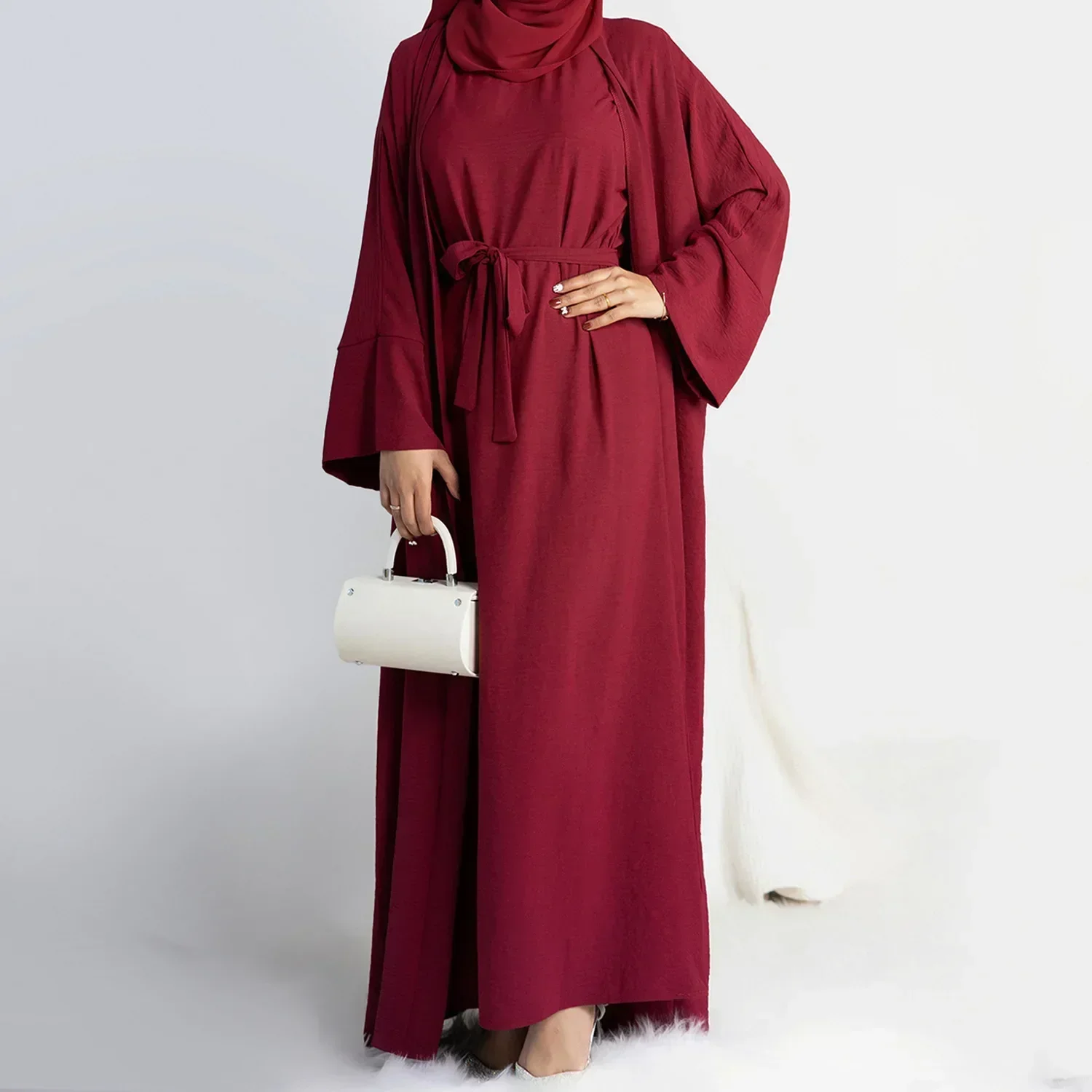 2 peças abaya quimono combinando conjunto muçulmano ramadan abayas para mulheres dubai turquia interior hijab vestido africano islam roupas jilbab