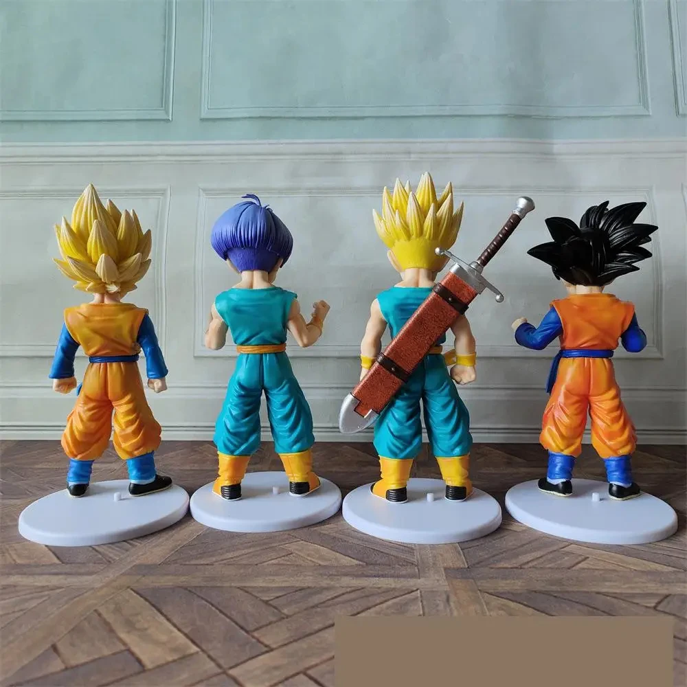 4Pcs/Set Middle Size Dragon Ball Anime Figure Super Saiyan Son Goku Torankusu Trunks Goten Action Figurine Model 18-20cm