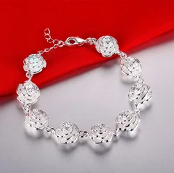 925 sterling Silver elegant flowers Chain Bracelets for Women Luxury Fashion Party Wedding Accessories Jewelry Christmas Gifts