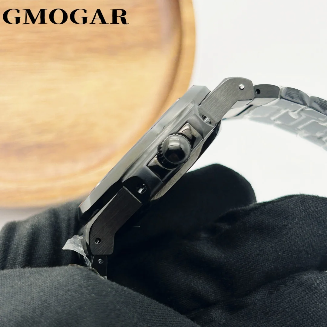 GMOGAR Luxus Schwarz 40MM Platz Japan NH35 Automatische Männer Uhr Sapphire Kristall Glas Datum Anzeige Mechanische Uhr Automatische