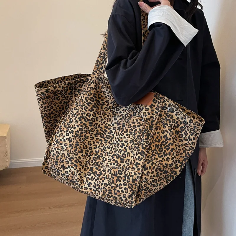 Leopard Design 2023 Korean Fashion Shopper Big Shopping Bags for Women Handbag Lady Shoulder Bag Large Capacity Bag Girl Handbag