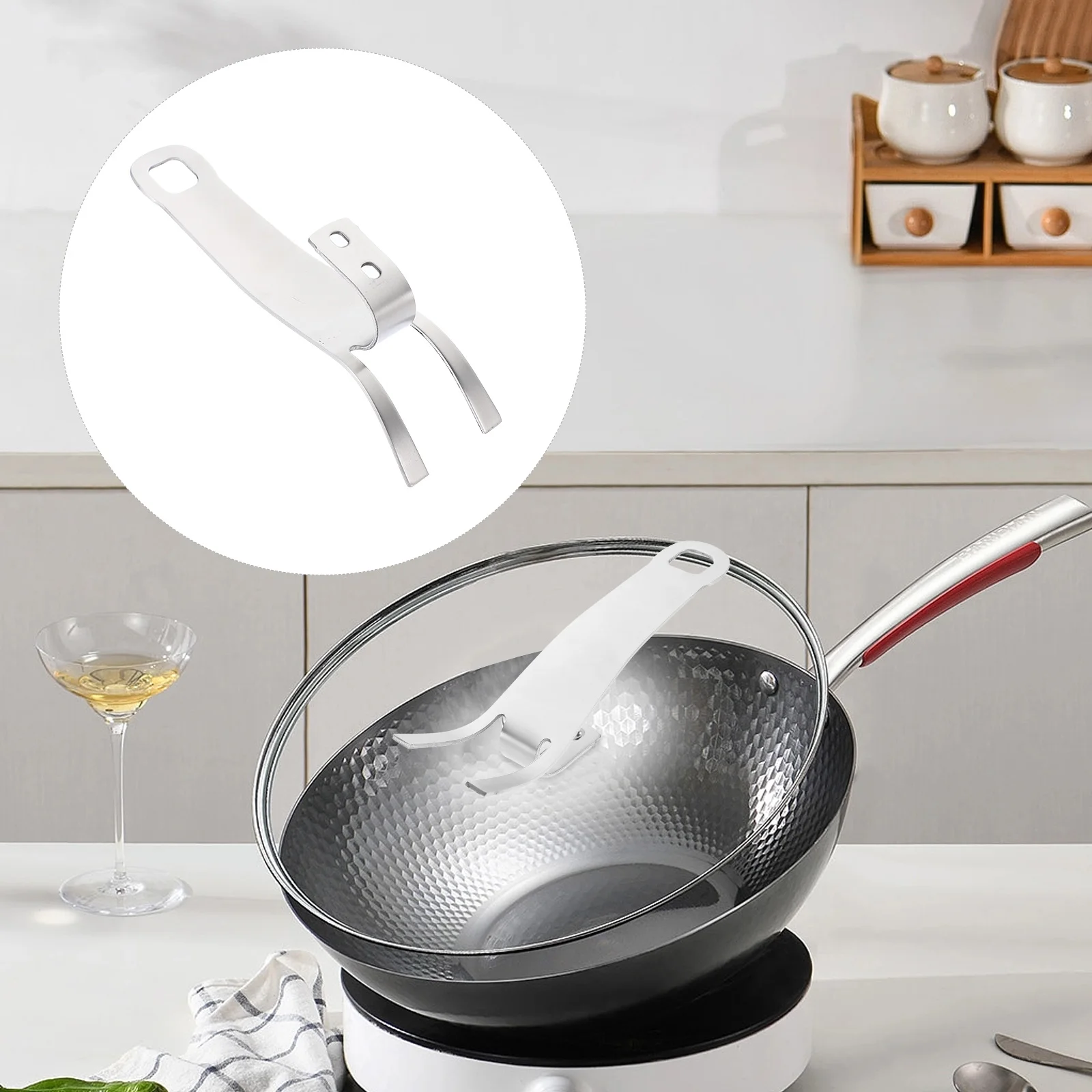 

Stainless Steel Double Hole Vertical H for Frying Pan Saucepan Replacement Parts Kitchen Utensils Anti Scald H Practical