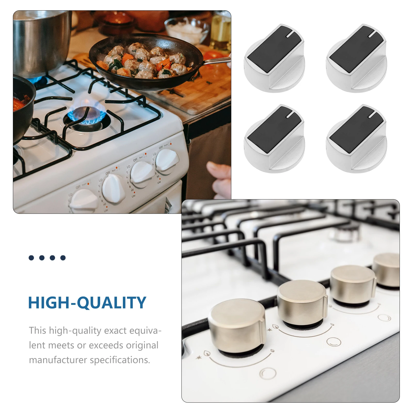 

4 Pcs Gas Stove Knob Zinc Alloy Durable Construction Easy Install Replacement Burner Switch Knob Metal Cooker Knobs