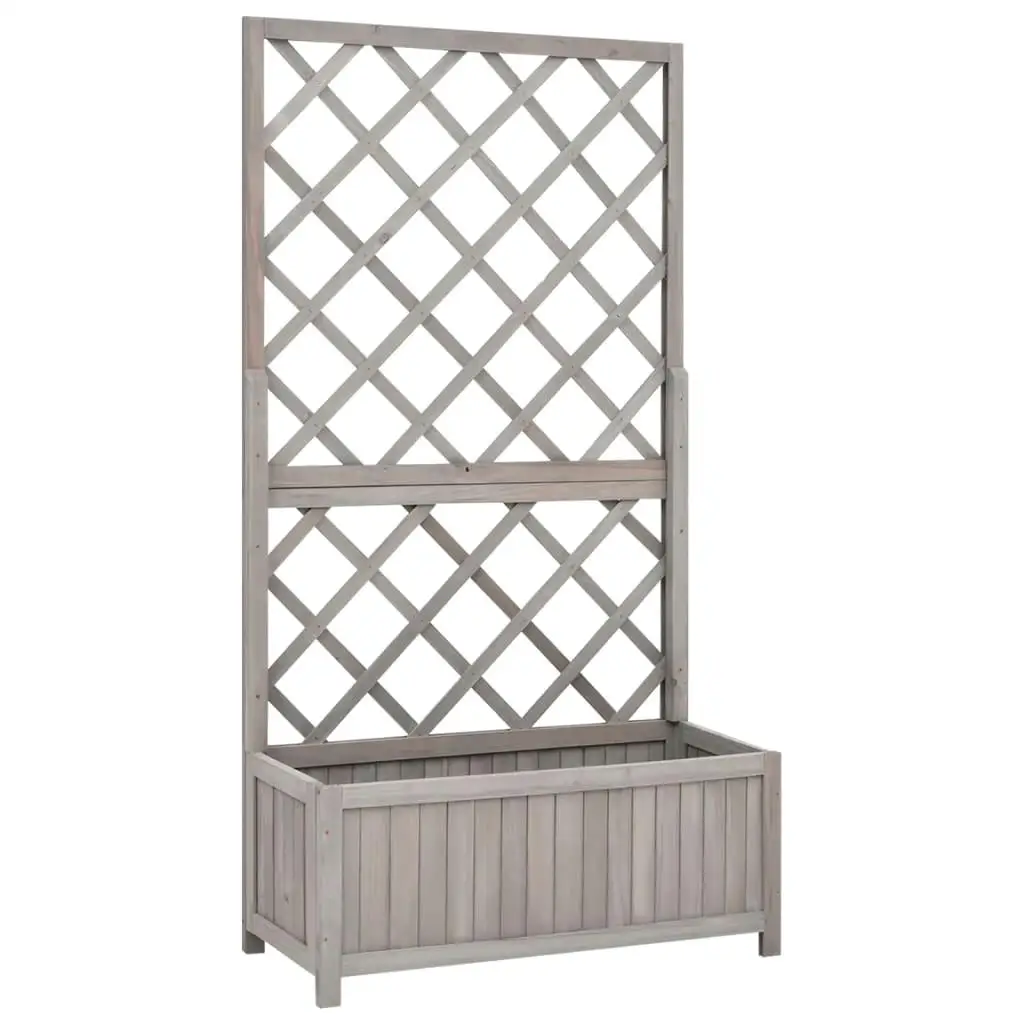 70x30x135 cm Grey Garden Trellis Planter - Durable Solid Firwood for Enhanced Outdoor Décor