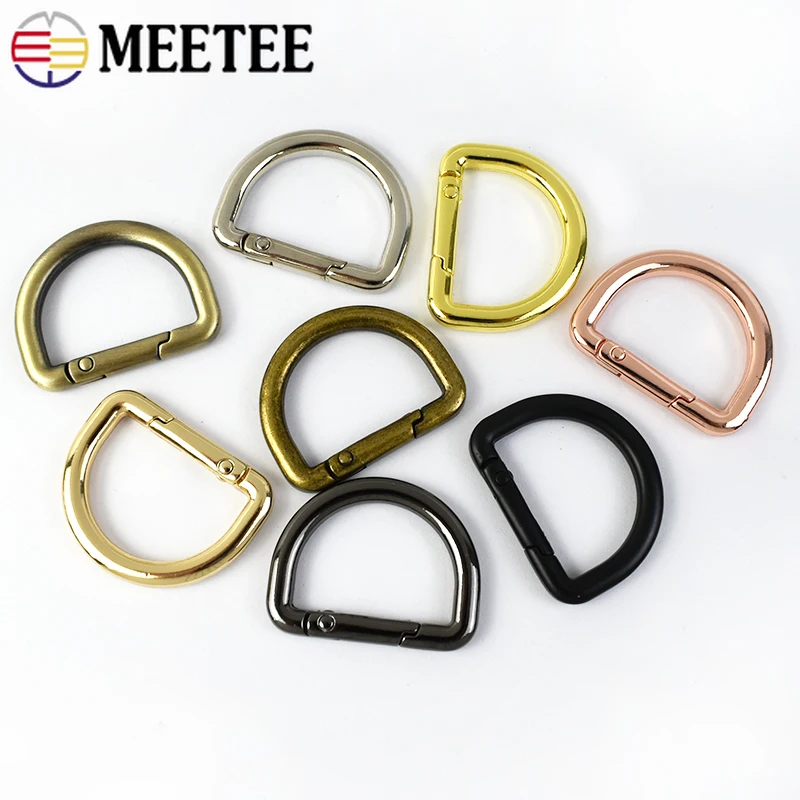 5Pcs Meetee 16/19/25mm Metal Spring D Ring Buckles Bag Strap Webbing Openable Connect Rings Clasp Keyring DIY Hardware Accessory