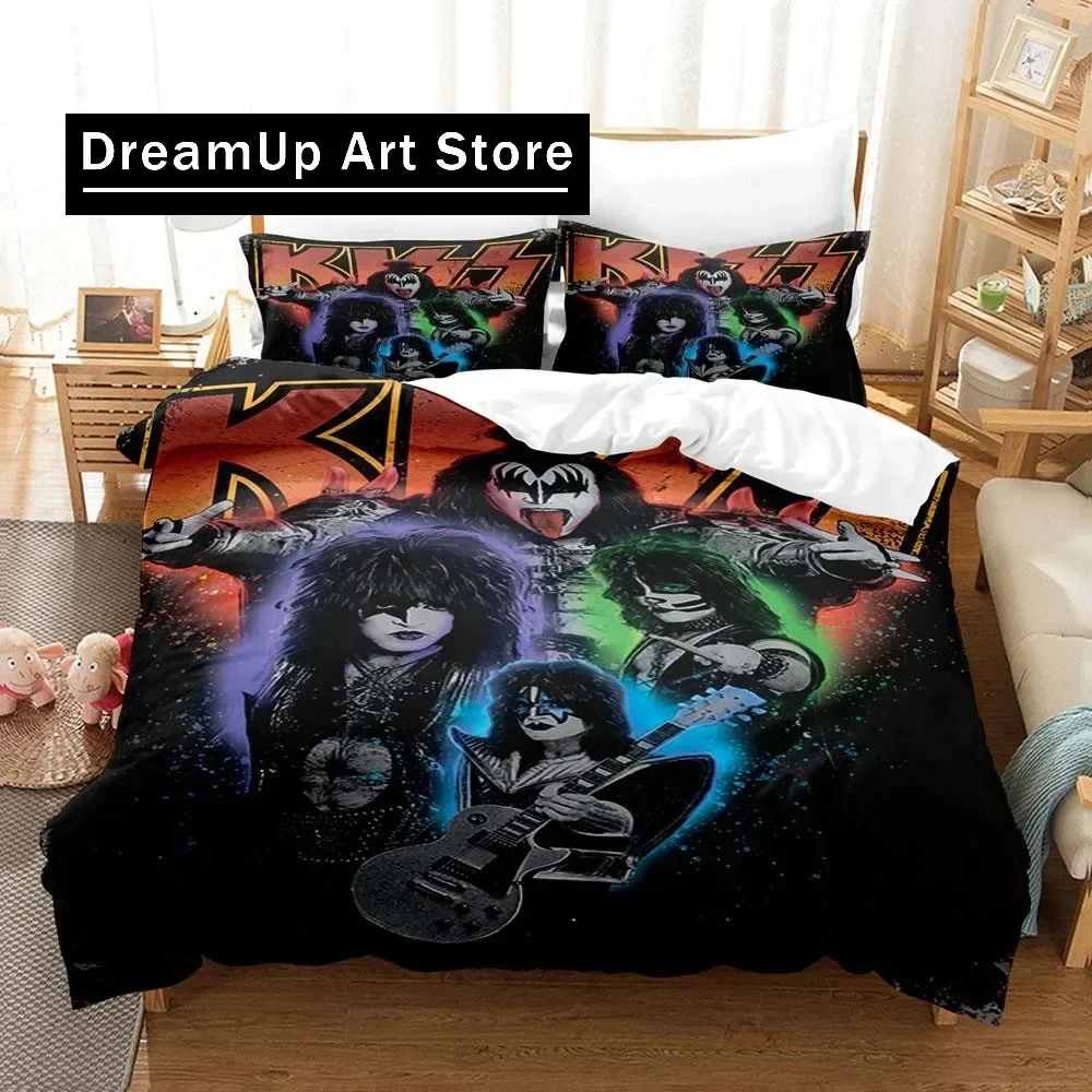 3D Print Fashion Metal Rock Kiss Band Bedding Set Boys Girls Twin Queen Full Size Duvet Cover Pillowcase Bed Adult Bedroom