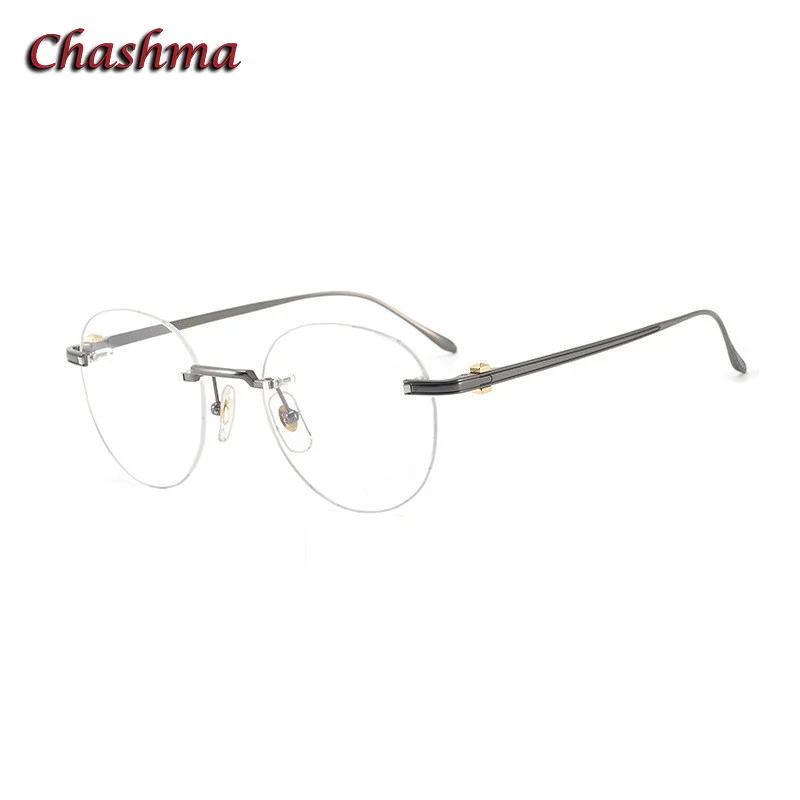 

Brand Design Eyeglass Round Pure Titanium Light Eyeglasses Men Rimless Glasses Quality Frame Optical Eyewear Prescription Lenses