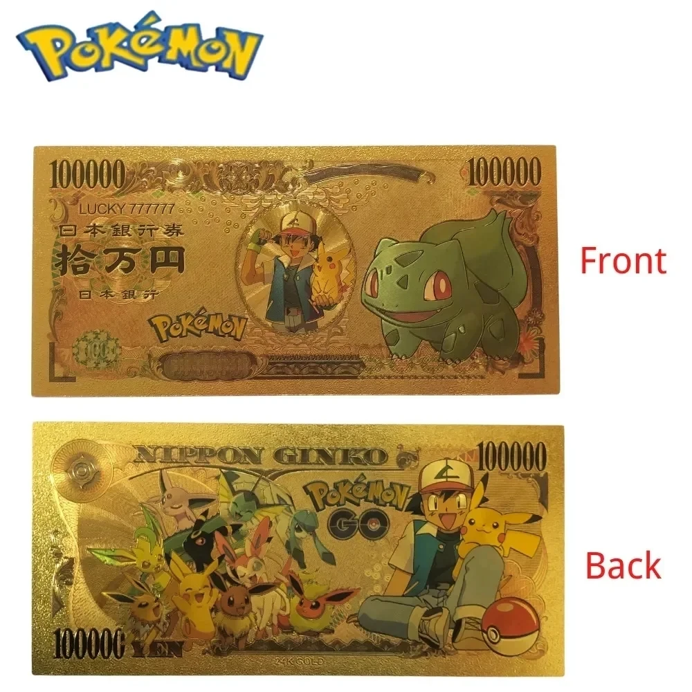 Pokemon Letters Metal Cards Pokémon Commemorative Gold Collection Coins Money Pikachu Playing Game Card Children Kids Toy Gift