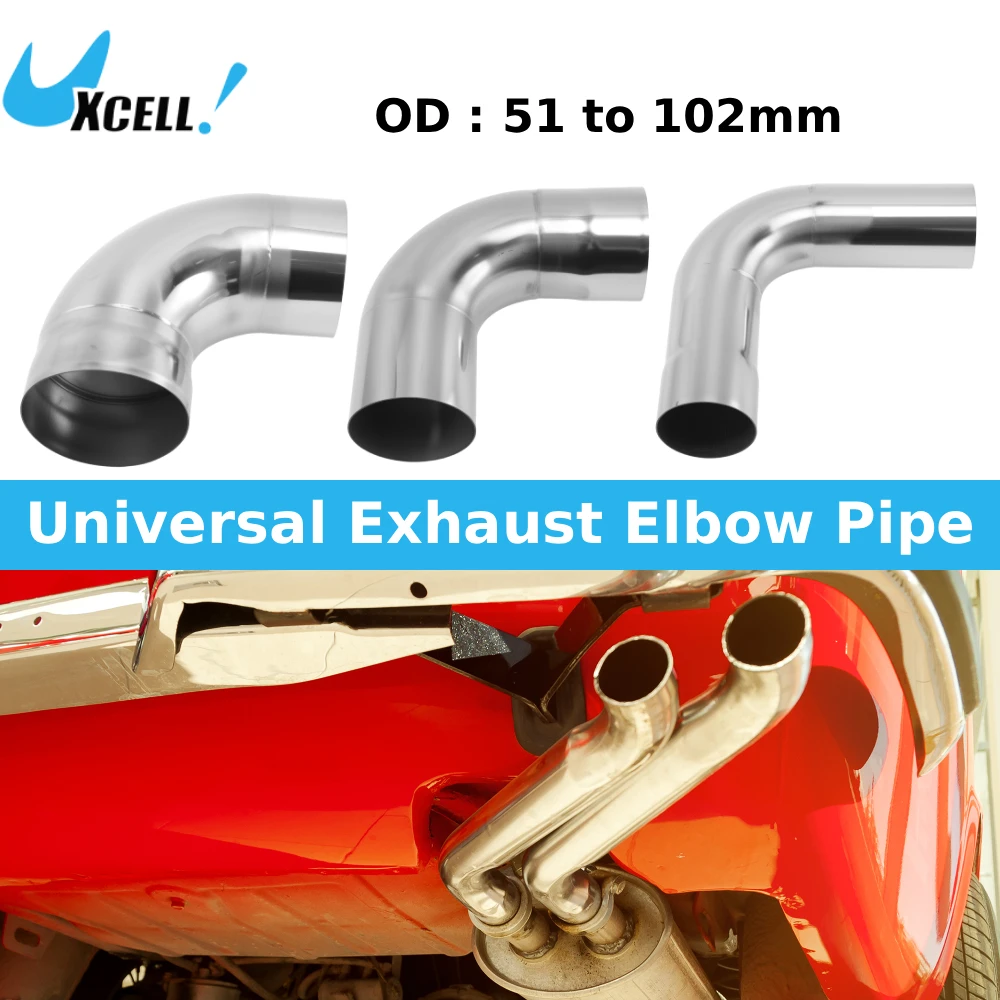 Uxcell 51/57/64/70/76/102mm OD 90 Degree Mandrel Bend Elbow Tube 150mm Length Exhaust Elbow Pipe Universal for Car Motorcycle