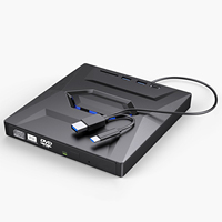 Ultra Thin Type C USB 3.0 2-in-1 External CD/DVD Drive with 4-in-1 USB Hub All-in-One Device for Laptop/PC