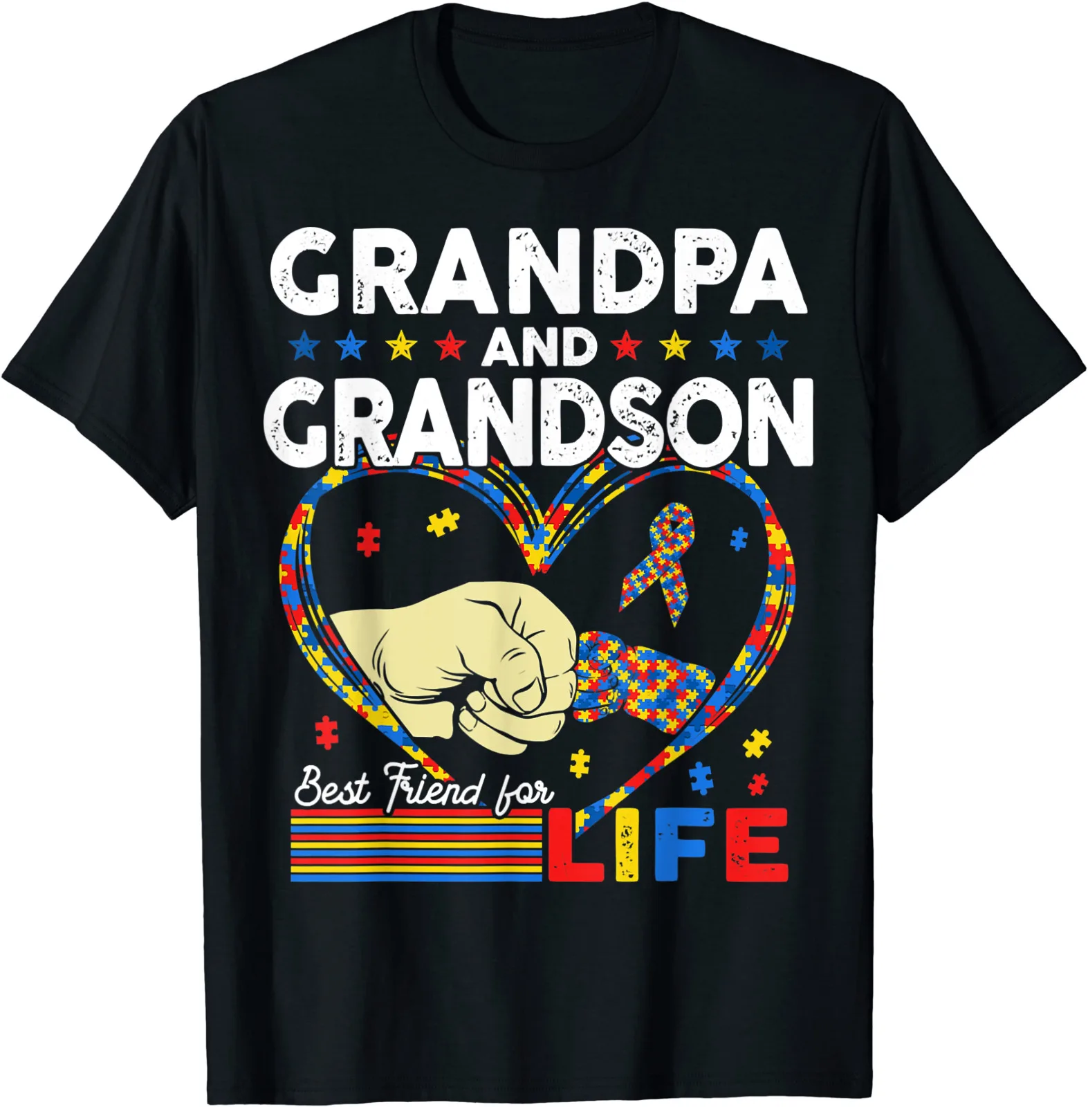 

Proud Support Autism Grandpa And Grandson Autism Awareness T-Shirt S-5XL