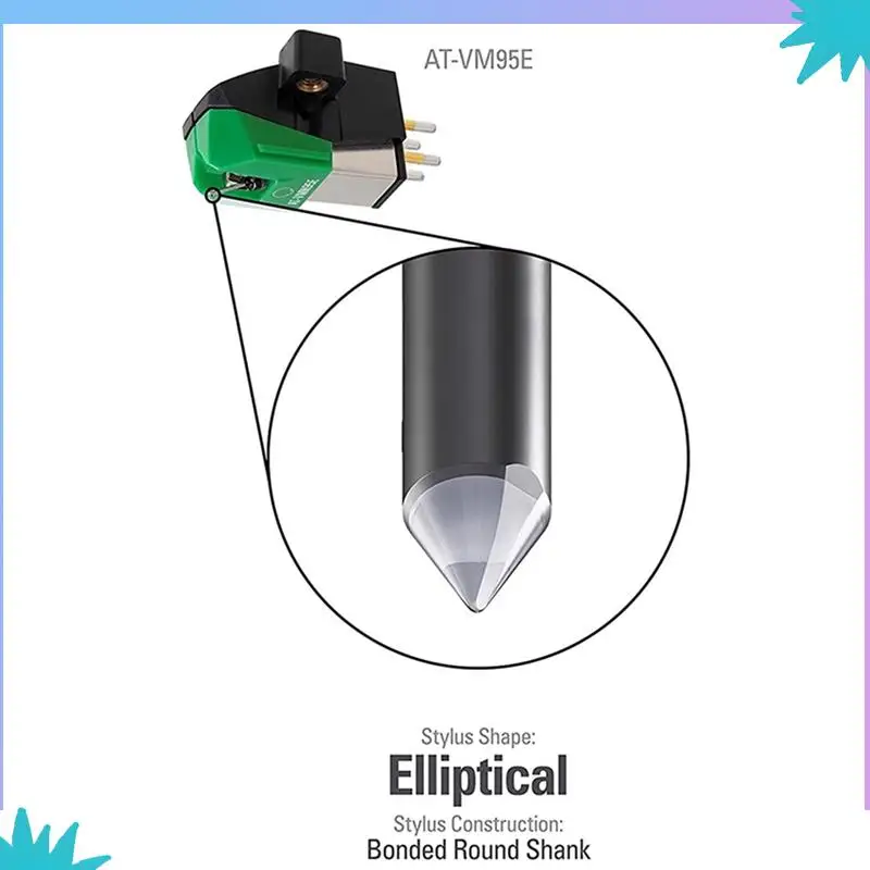 

ABZW AT-VM95E Dual Action Magnetic Stereo Mm Cartridge Sylus Parts For LP Vinyl Record Player Turntable Accessories