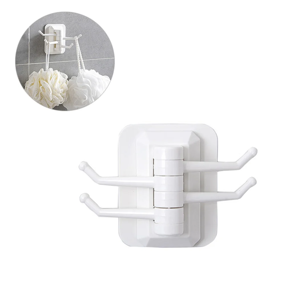 

3Pcs Rotatable Hooks Swivel Hangers Bathroom Towel Bathroom Towel Rack Rack Smooth Surface Mounting Strong Adhesive