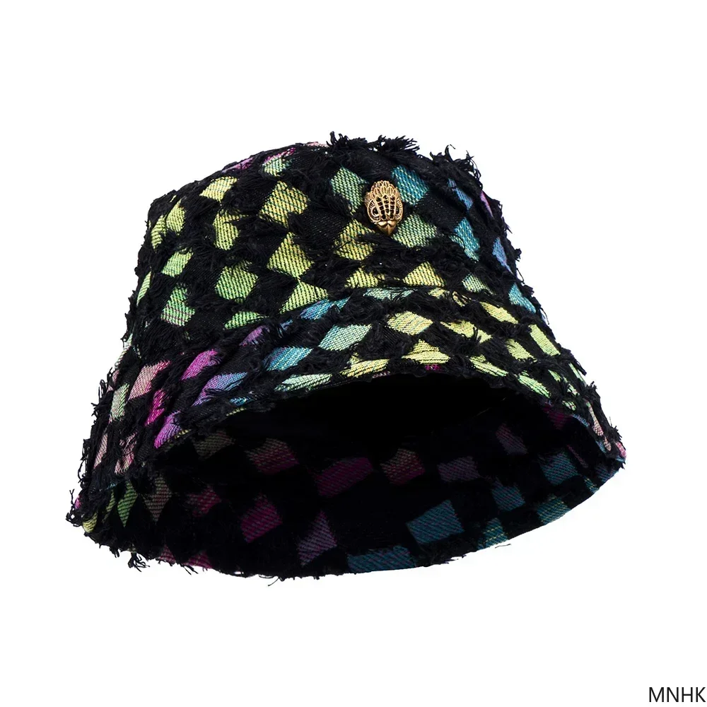 New Colored Woven Hat Diamond Shaped Fashion Hat Argyle Cap Colorful Hat+shoulder Bag Set