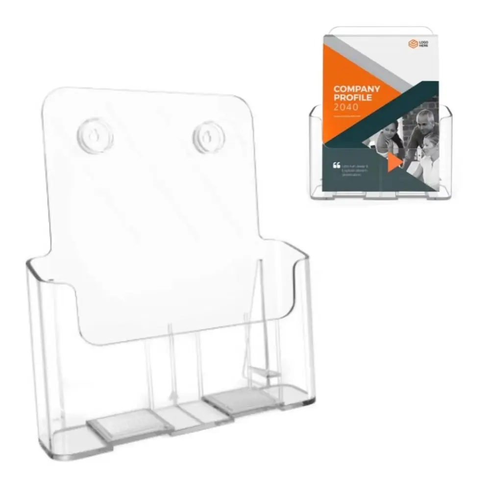 Durable A4 Size Brochure Holder Clear Plastic Filing Magazine Rack Non-slip Modern Style Flyer Display Stand Bookcase view 2