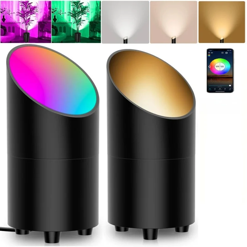 tuya-wifiスマートアップライト、フットスイッチ付きフロアランプ、室内寝室の装飾、植物、絵画、アクセント照明、アンビエント照明、gu10スポットライト