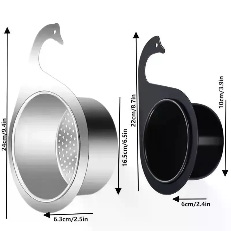 

Stainless Steel Swan Sink Strainer Basket Kitchen Sink Garbage Hanging Filter Swan Dry And Wet Separation Hook Drain Rack
