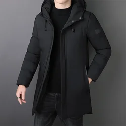 Novo 2024 marca com capuz casual moda longo engrossar outwear parkas jaqueta masculina inverno blusão casacos roupas masculinas de alta qualidade