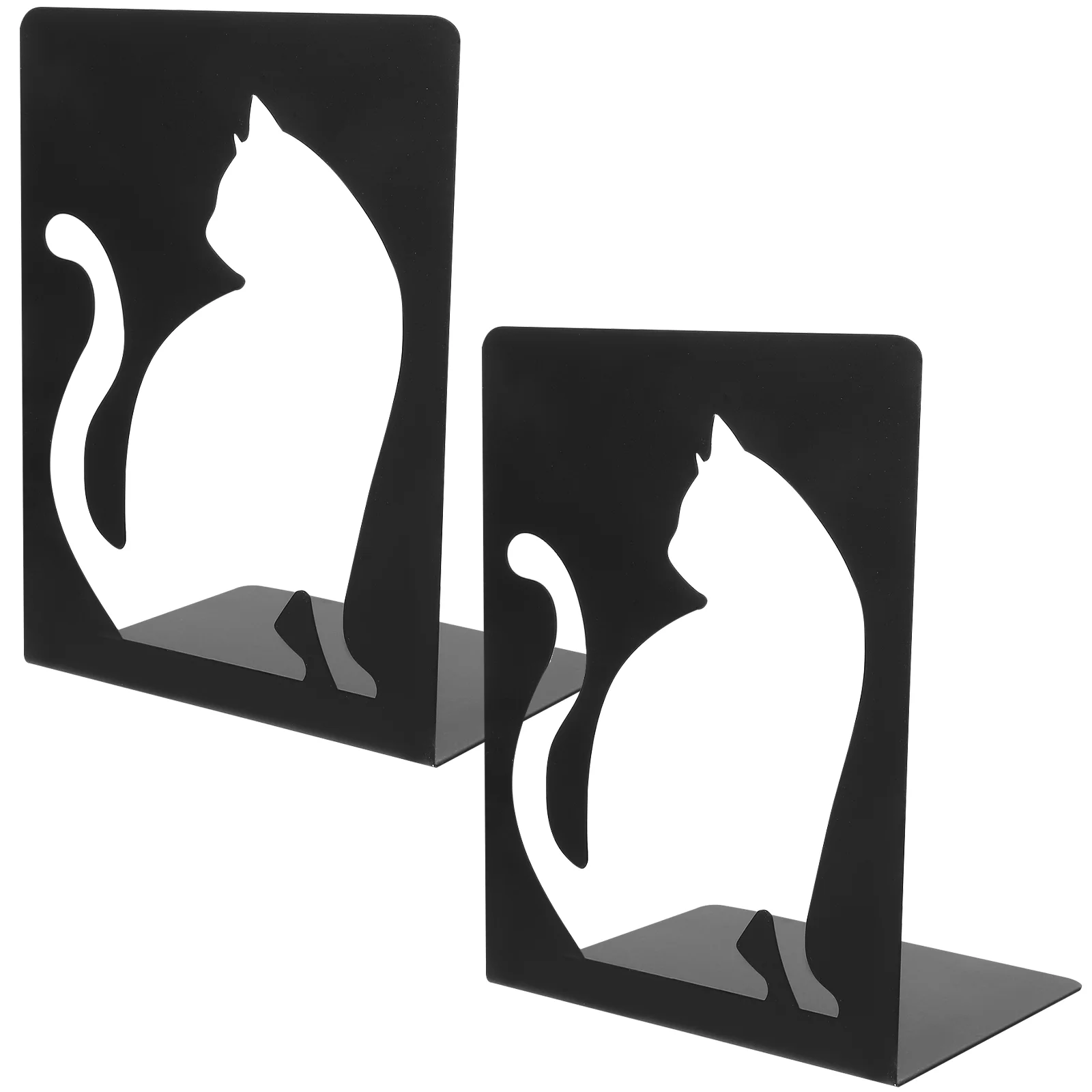 

2 Pcs Creative Cat Bookends Unique for Shelves Decorative Stopper Bookshelf Decorate Metal School Supplies