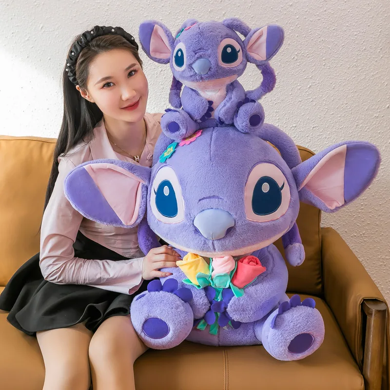 35/55cm MINISO Embroidered Stitch Doll Cartoon Cute Stitch Plush Toys Children's Gift For Birthday Room Decoration Plushies Doll