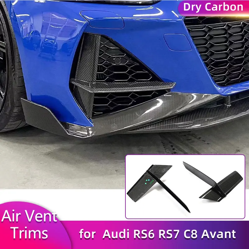 Prepreg Dry Carbon Voorbumper Air Vent Versieringen voor Audi RS6 RS7 C8 Avant 4-Deur 2019-2021 Auto Racing Mistlamp Cover Vinnen