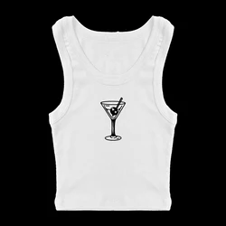 Cool Street Fashion Gothic Dameskleding 2000S Punk Cool Print Kort Vest T-Shirt Dames Mouwloze Baby Tank Top Y 2K Stijl Schattig