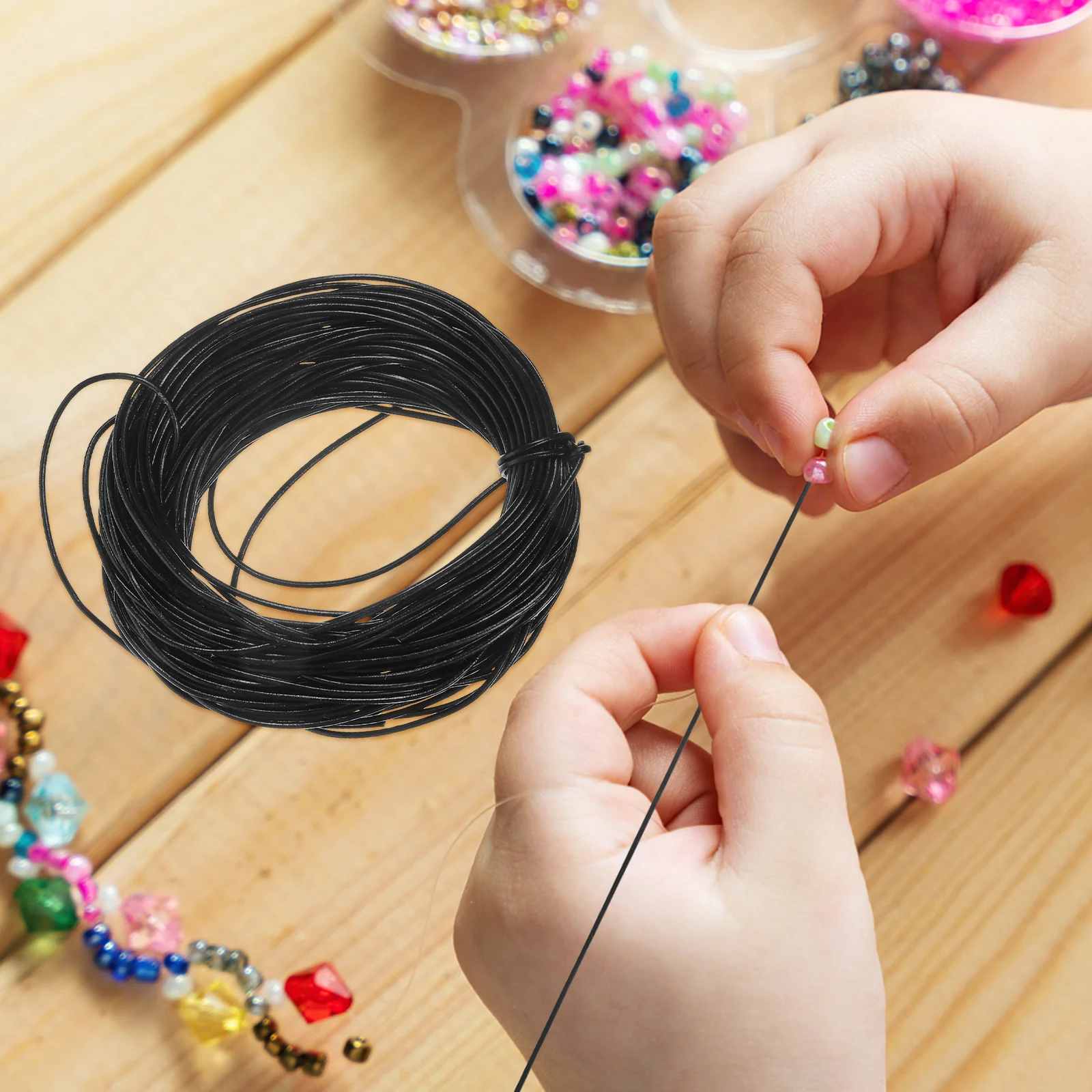 

1mm Cowhide Rope Manual Accessories Cowhide Rope DIY Cowhide Rope Handmade DIY Materials for Necklace Earrings (Black)