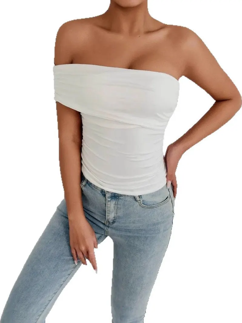 Summer New Faion Single oulder One-oulder Neline Slim Fit  Color Women's T-irt Sli Trendy Top for Ladies