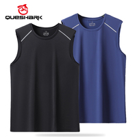 (L-8XL)Queshark Men Ice Silk Quick Dry Cycling Vest Breathable Sleeveless Tank Top for Gym, Sports & Outdoor Fitness Shirt