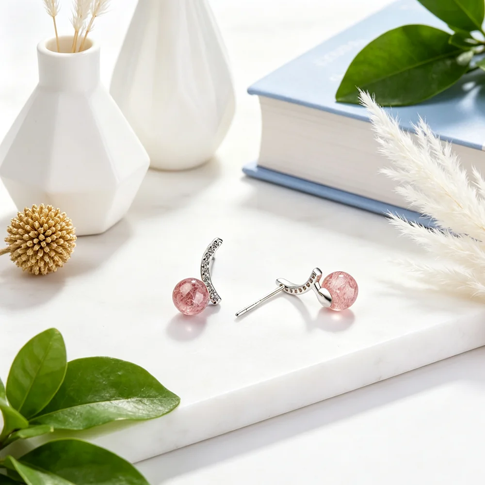 Fashion Pink Stone 925 Sterling Silver Jewelry Stud Earrings For Women Pave Shiny Cubic Zircon Top Quality Gifts Beloved Collar