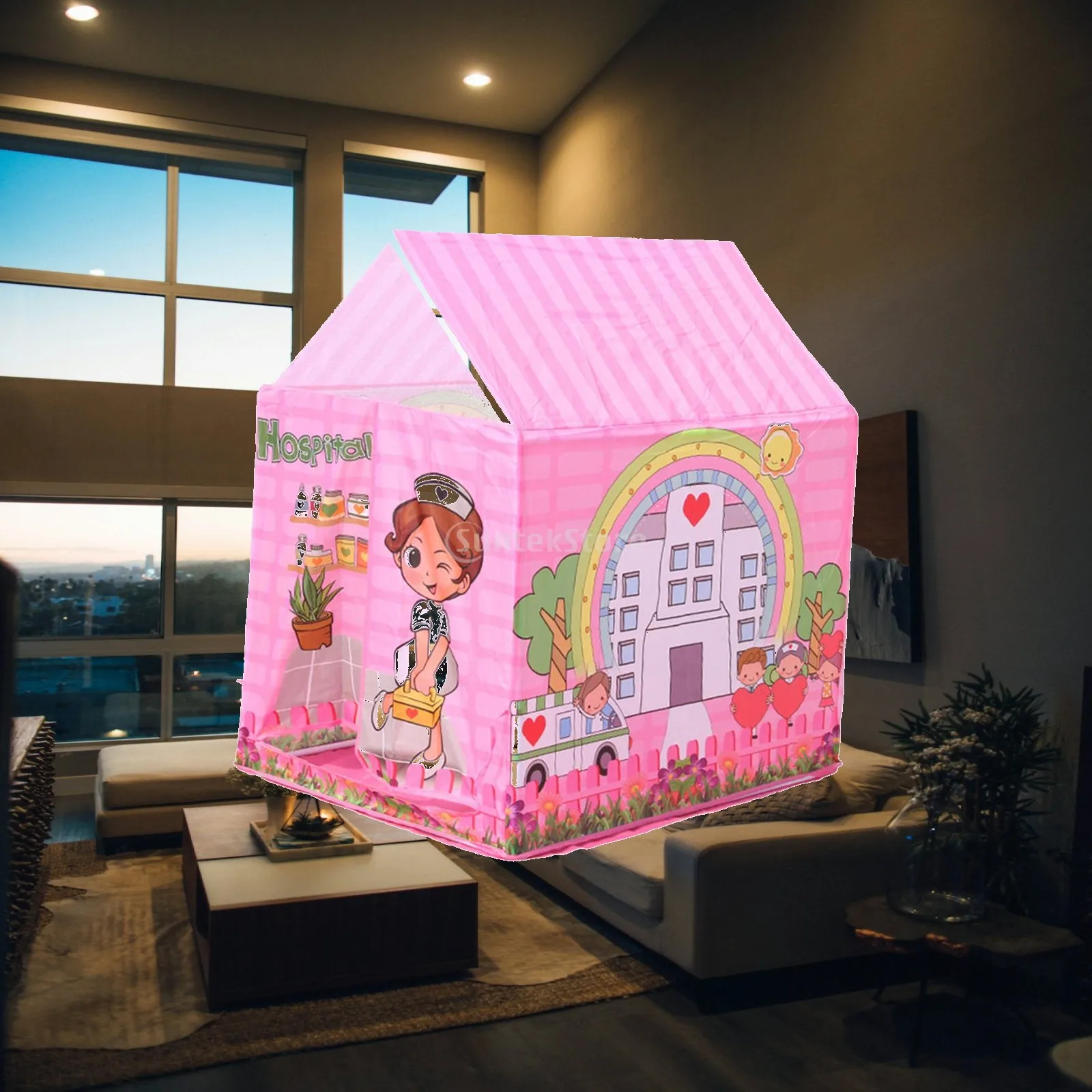 Indoor Outdoor Kids Play Tent Princess Castle House for Toddler Toy with Two Mesh Windows Lightweight Foldable Gift