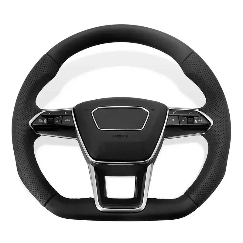 Car Steering Wheel Fit For Audi Q5L Q7 Q8 A6 A6L A7 A7L C8 Full Leather Steering Wheel New Upgrade 2012-2018 SRS Car Accessories