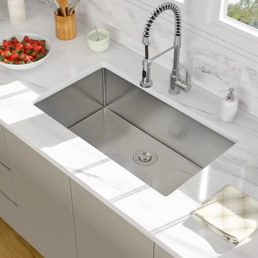 Undermount Sink - Undermount Kitchen Sink Stainless Steel 16 Gauge 10 Inch Deep Single Bowl Kitchen Sink Basin