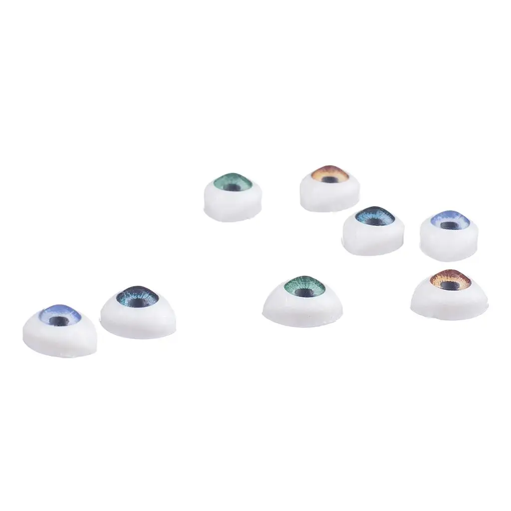 4 Pairs Ovale Platte Achterkant Plastic Ogen 5mm/6mm/7mm/8mm/9mm Iris voor Porselein of Reborn Poppen Maken DIY Benodigdheden