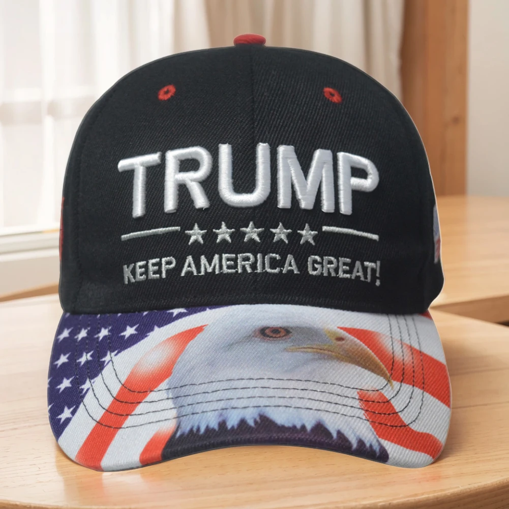 Trump Baseball Cap Cycling Caps Adjustable 3D Embroidery Hat Keep America Great with Eagle Pattern for Outdoor Sports