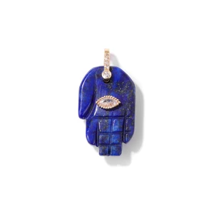 Fatima Hamsa Hand Mallowed Panger Lazuli Lazuli Lapis Quartz Pink Stone Natural Charm to make College Bracelet Accessories 12 Main sales pendant natural stone - №3