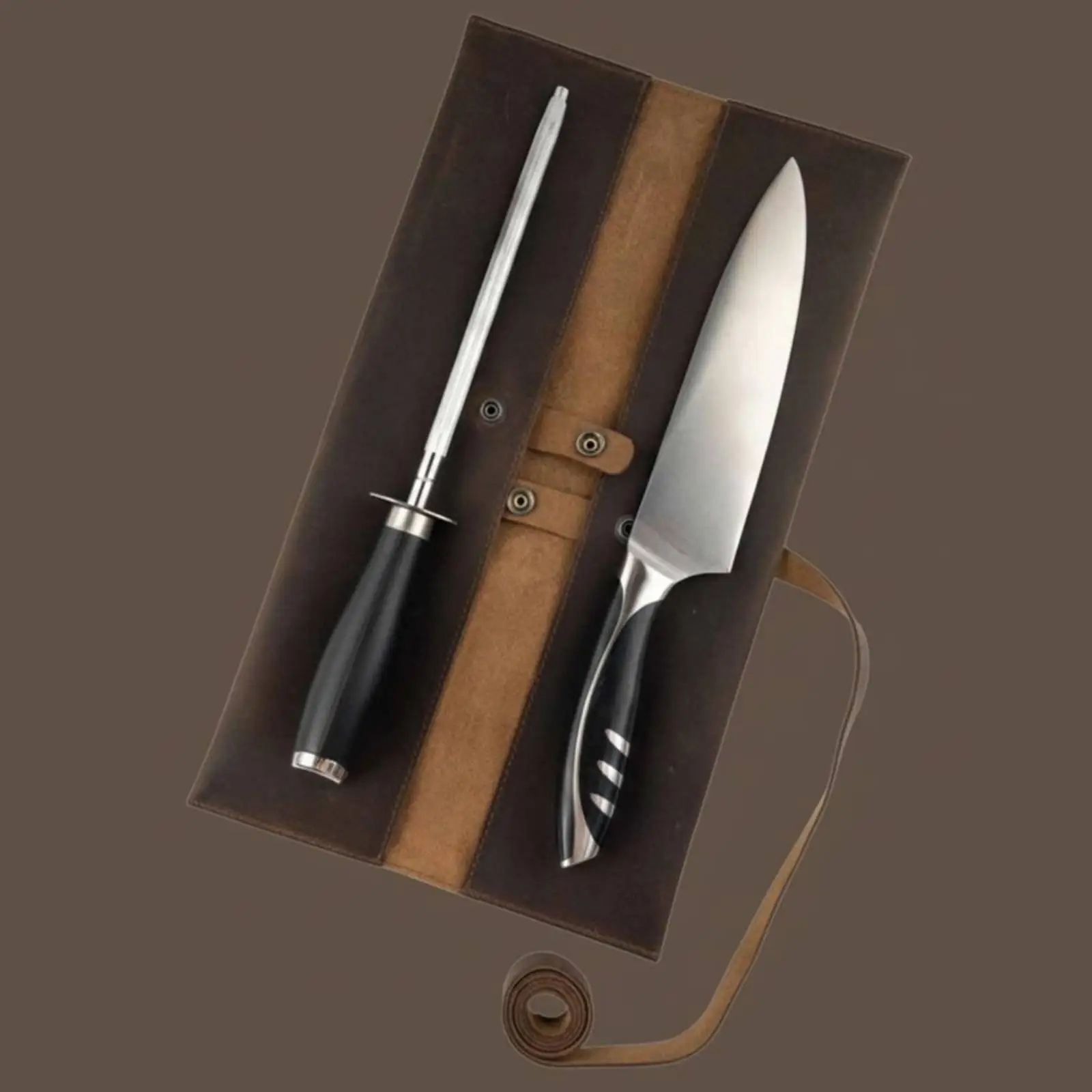 Leather Roll Vintage Design Leather Cutlery Wrap Long-Lasting for Travel, Chefs