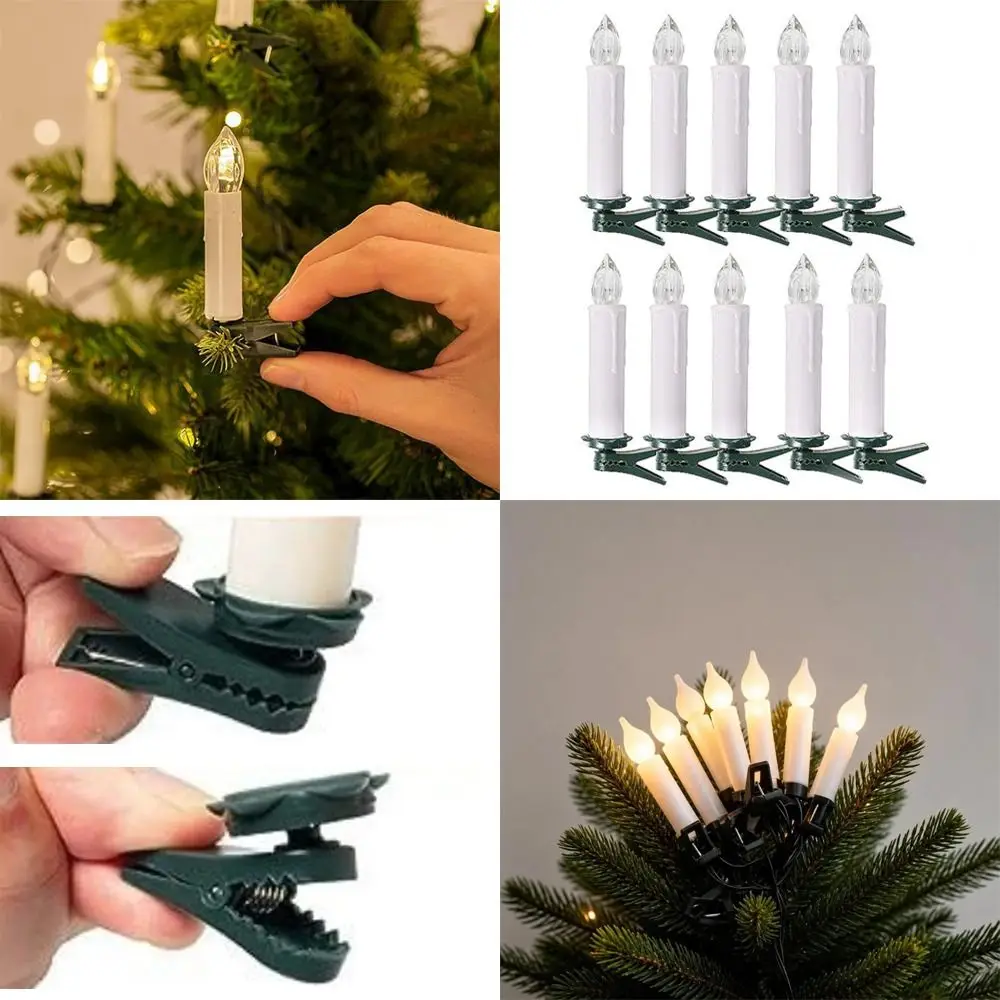 Flameless LED Candlestick Light Clip-on Warm Light Color Christmas Candle Light Decoration String Light