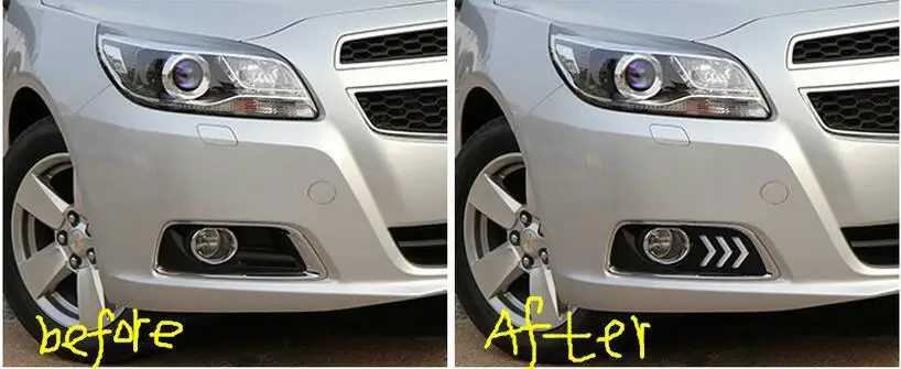 1set Car Bumper headlight for Chevrolet Malibu daytime light 2012~2015y car accessories LED DRL headlamp for Malibu fog light