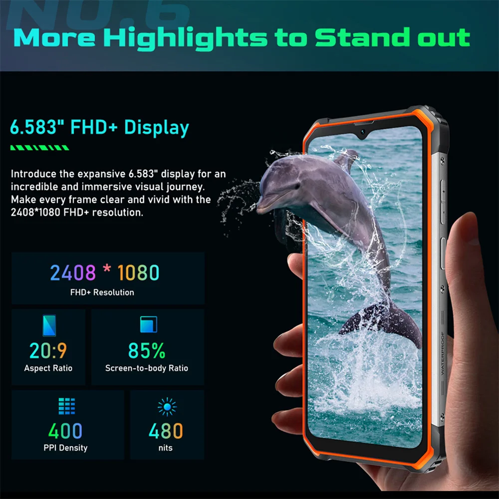 Blackview BV7100 Rugged Smartphones Octa Core 6GB+128GB 6.58Inch Display Android 12 Mobile Phone 13000mAh Battery Dual SIM NFC