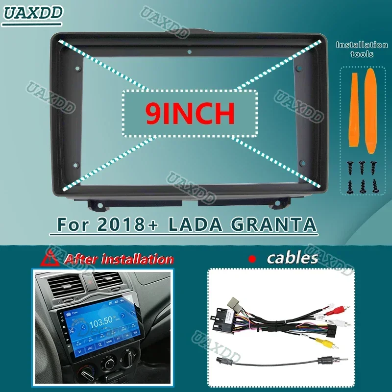 For 2018+ LADA GRANTA 9INCH Car Radio Android DVD CD Stereo audio screens  GPS player navigation cables dashboard Harness frame