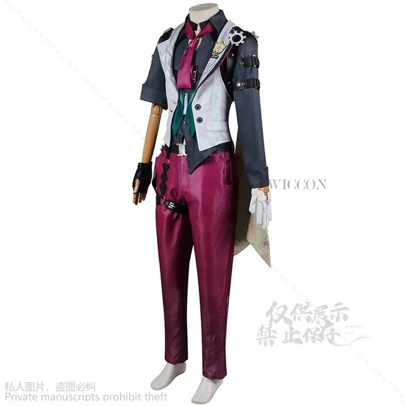 GAME Honkai Star Rail Gallagher Cosplay Costume Wig Pants Shirt Vest Tie Suits Men Halloween Party Carnival Roleplay Outfit Prop