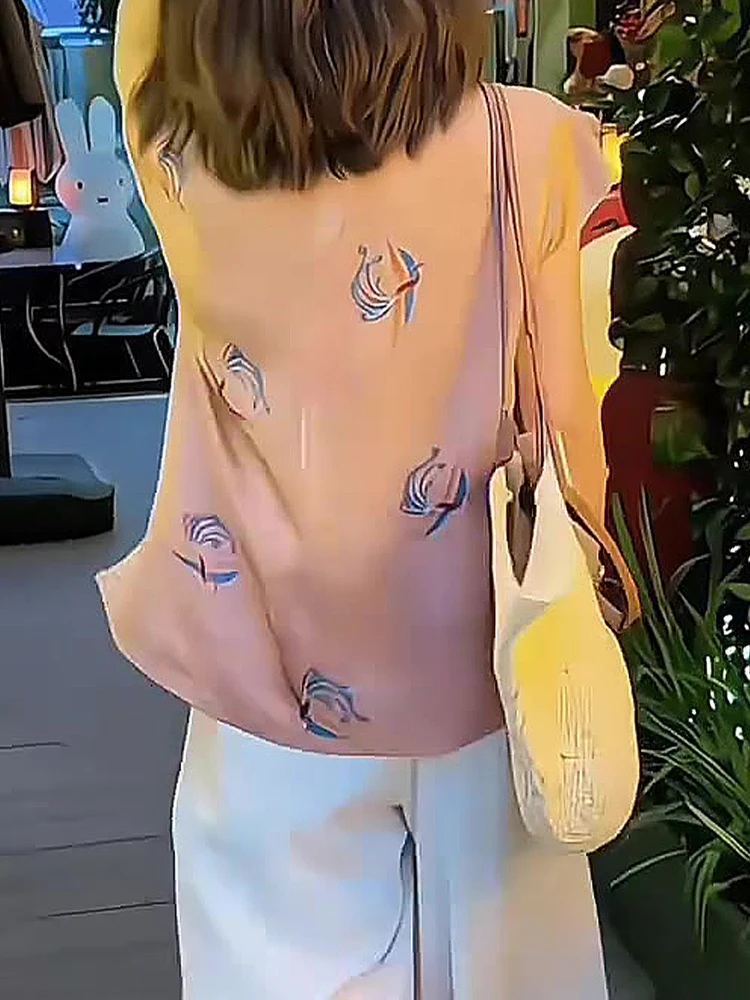 Gilet Ne rotondo con bella stampa estiva Nuova tendenza nazionale cinese Sle 2025 Pendolare in cotone poliestere vestibilità ampia