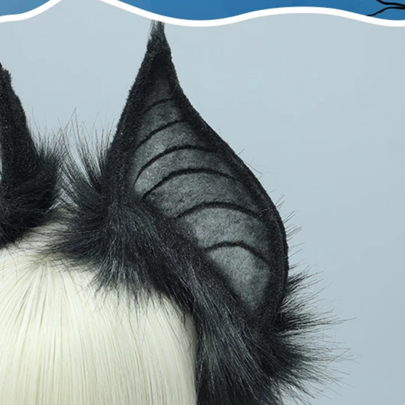 Fauxs Furry Cats Ear Headbands Animes Fauxs Furs Bat Ear Headbands Halloween Cosplays Costume Animal Furry Ears Hair Hoop image 3