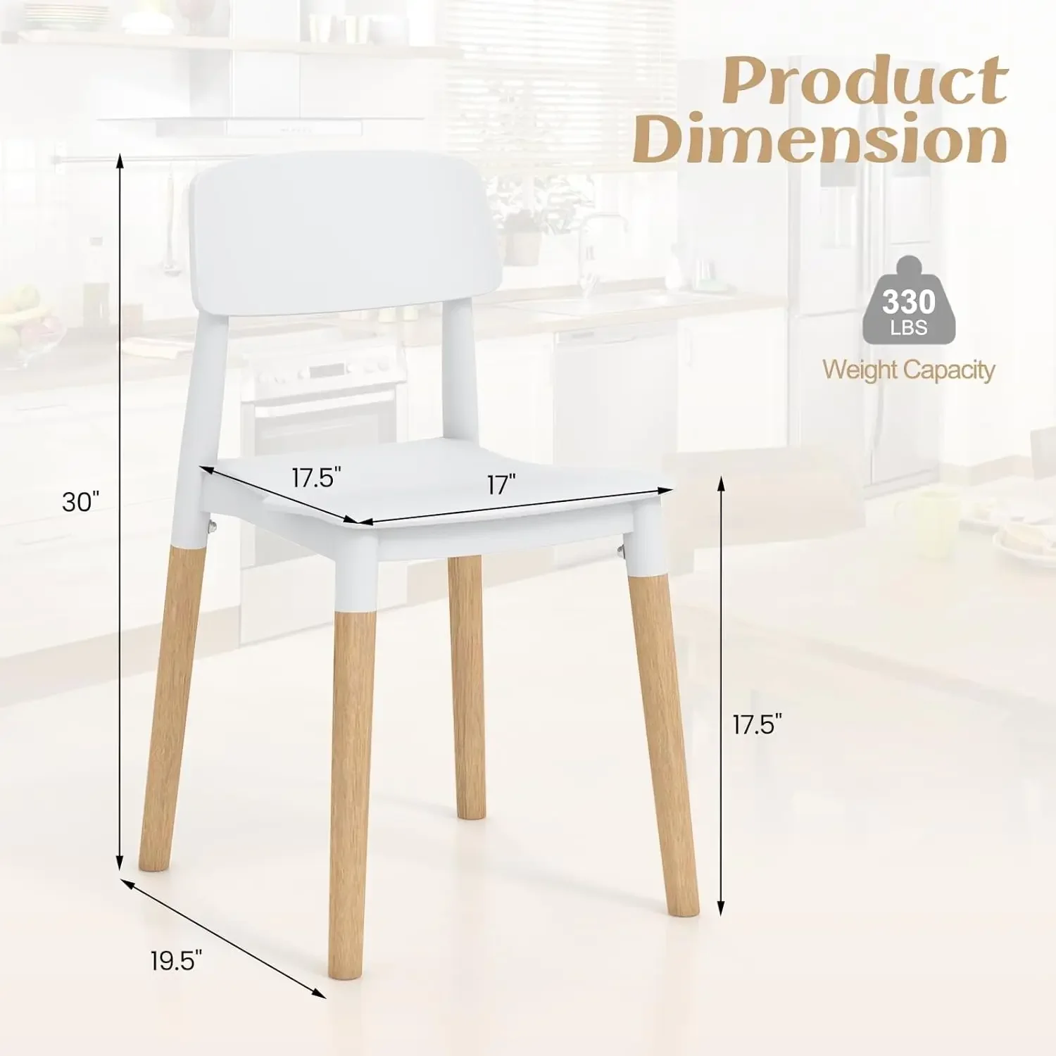 Juego de 4 sillas de comedor de madera, juego de 4 sillas auxiliares de comedor modernas con respaldo ergonómico, asiento ancho y patas de madera resistentes