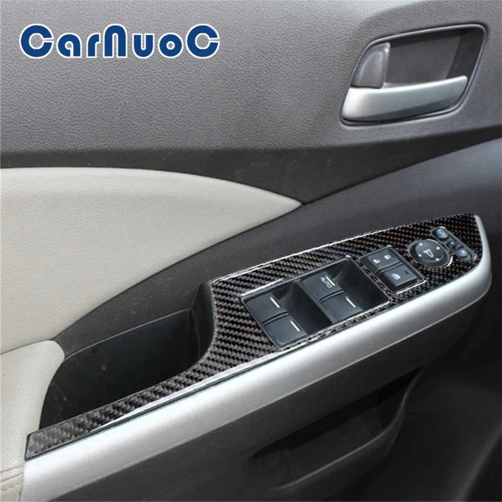 

Carbon Fiber Car Stickers Window Lifting Panel Decorative Cover Trim For Honda CRV 2012 2013 2014 2015 2016 Interior Accessories