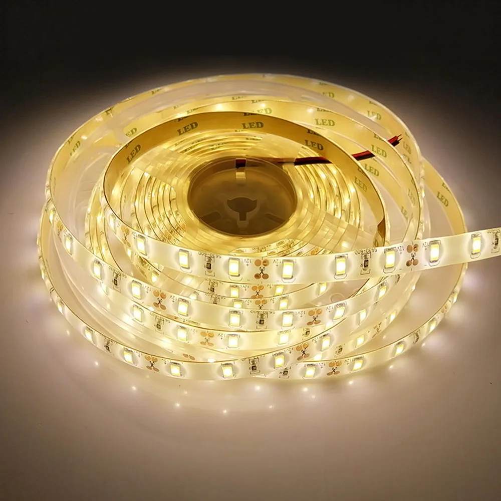 5630 LED Strip DC12V /24V 60LED/m 5m LED Strip Bright SMD Flexible LED Strip Warm White Cold White 4000K IP20 IP65Waterproof