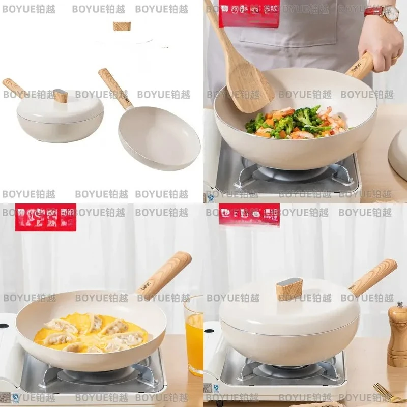 Aluminum Alloy Nonstick Cookware Set 3 Piece Kitchen Pots Pans Frying Wok Soup Stew Saucepan Household Cooking Utensils